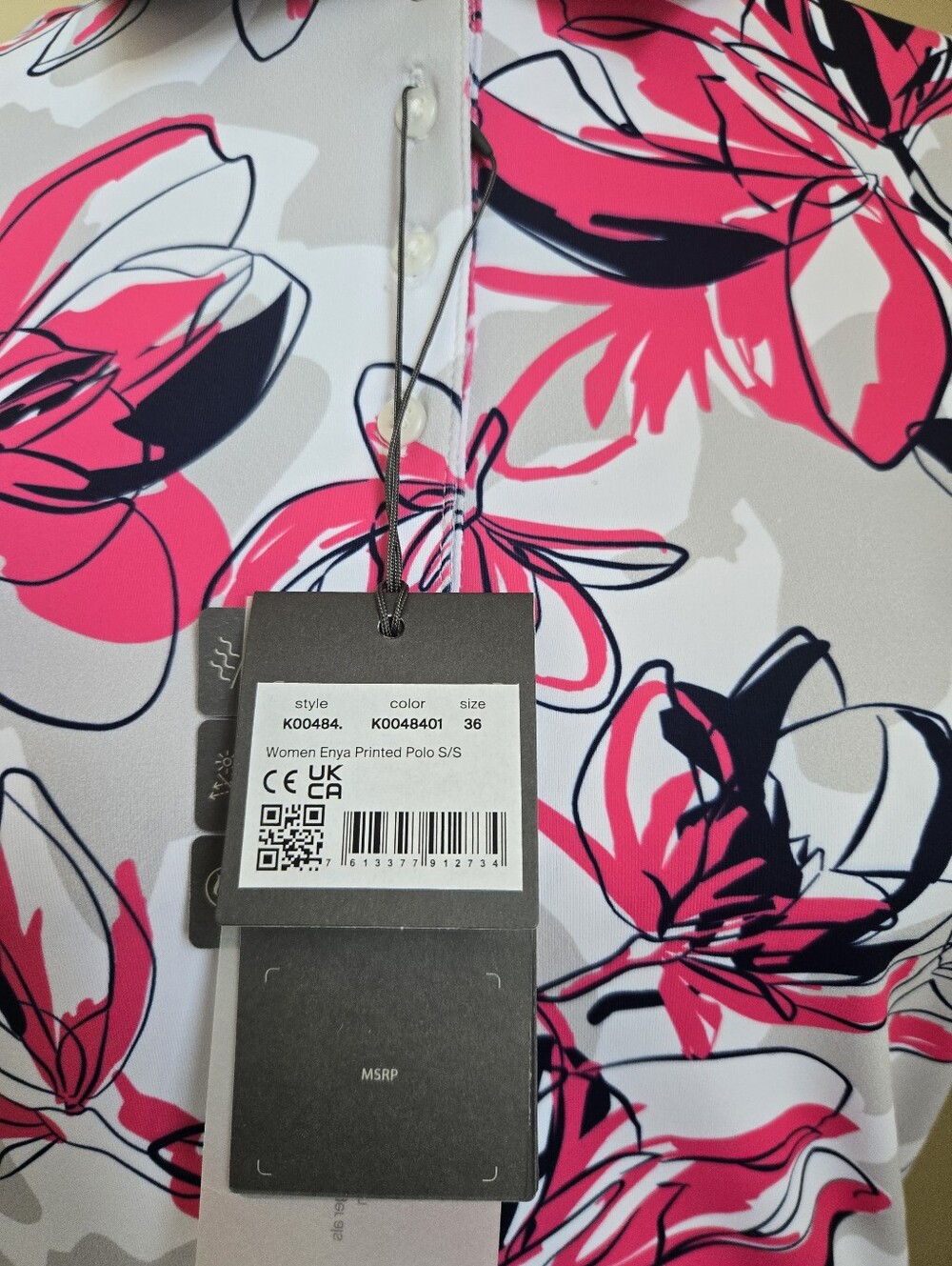 Kjus Enya Printed Polo Shirt Womens S Pink Active Golf - Picture 3 of 9